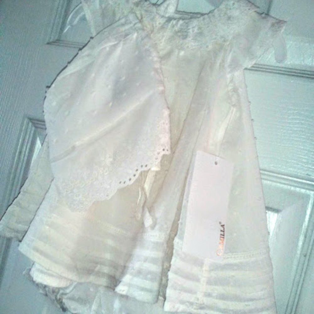 CAMILLA Eyelet Christening/Baptism Set, Imported/NWT